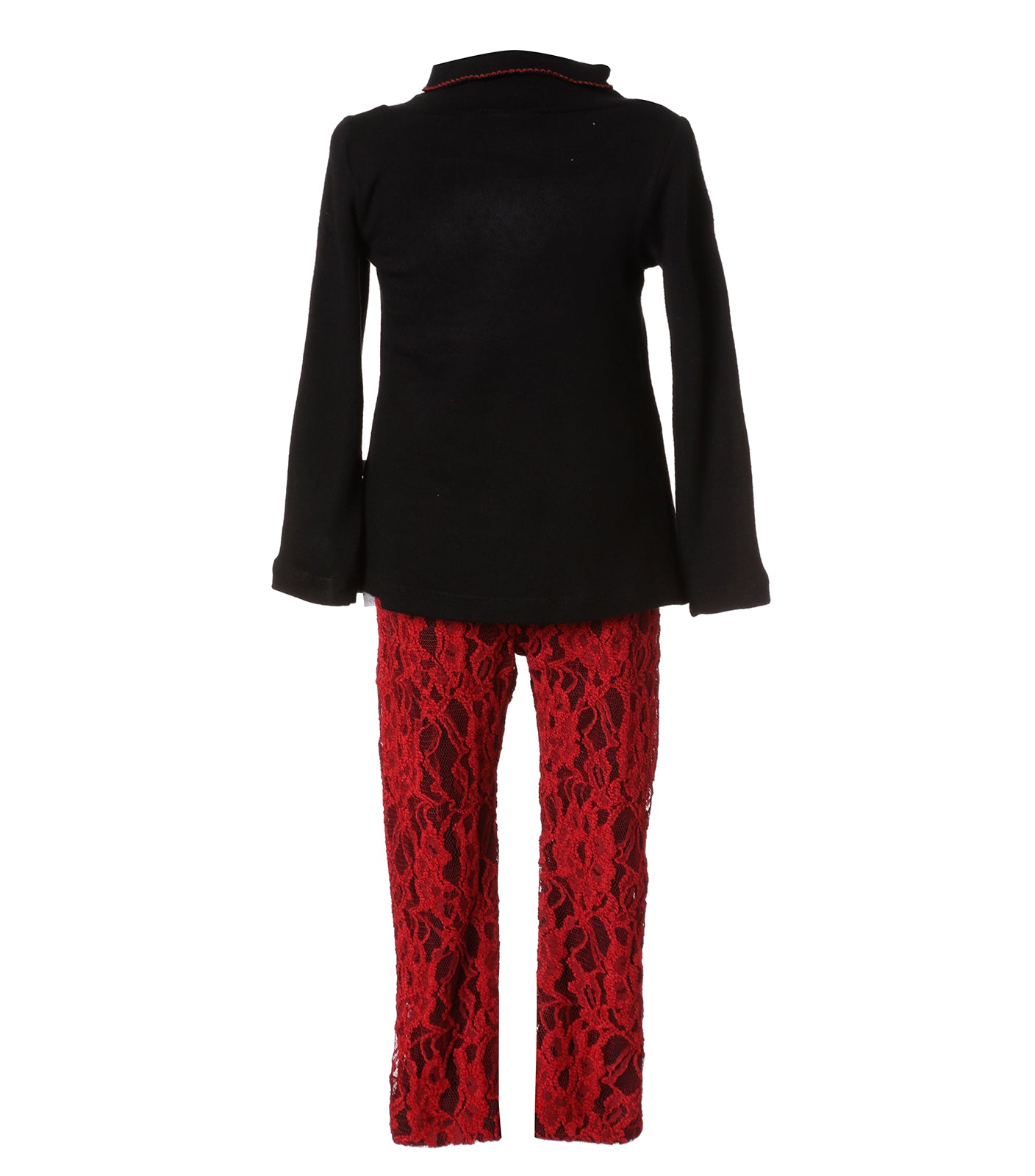 Set Blusa y Pantalón de Encaje Rojo