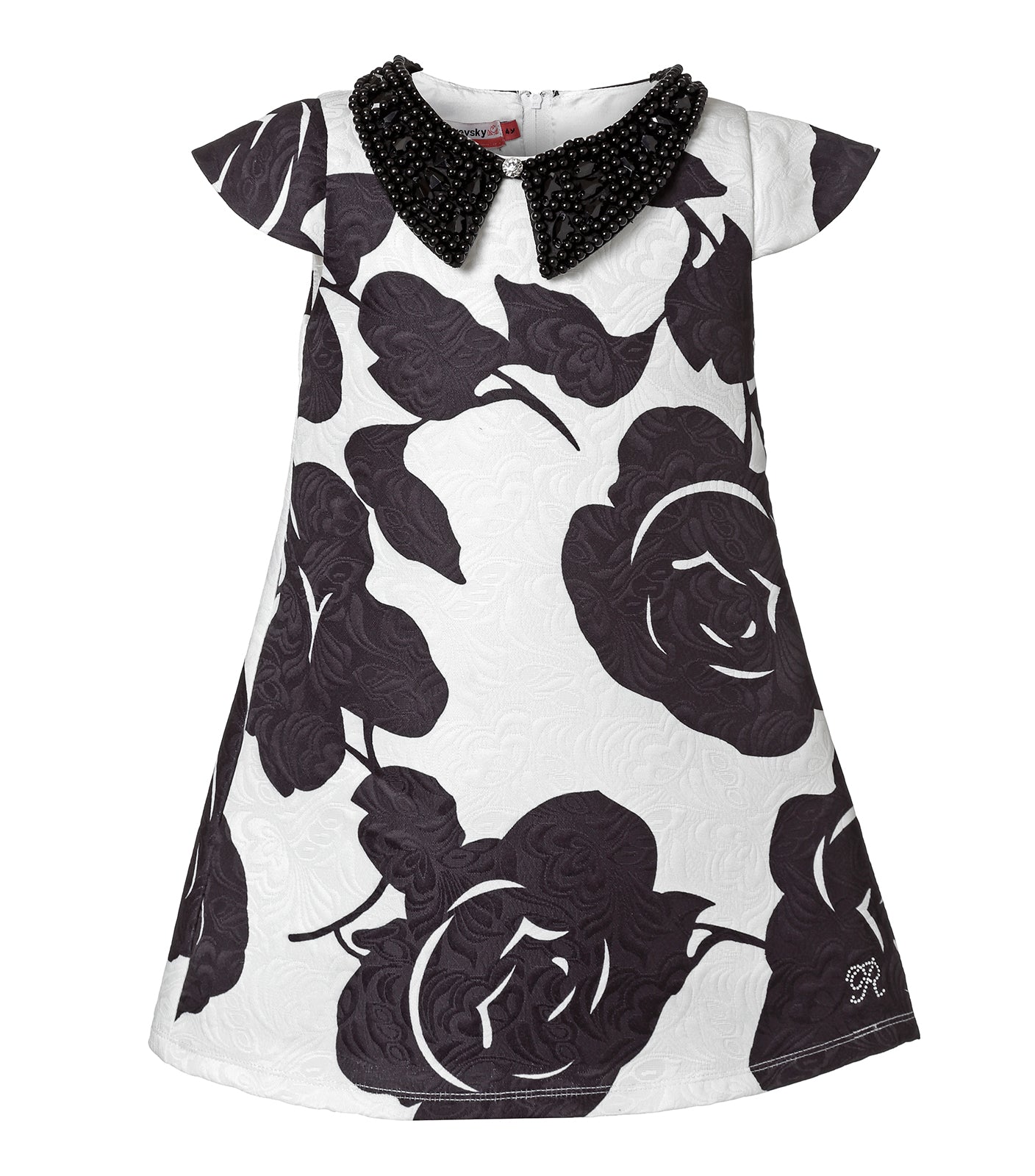 Vestido Blanco con Flores Negras