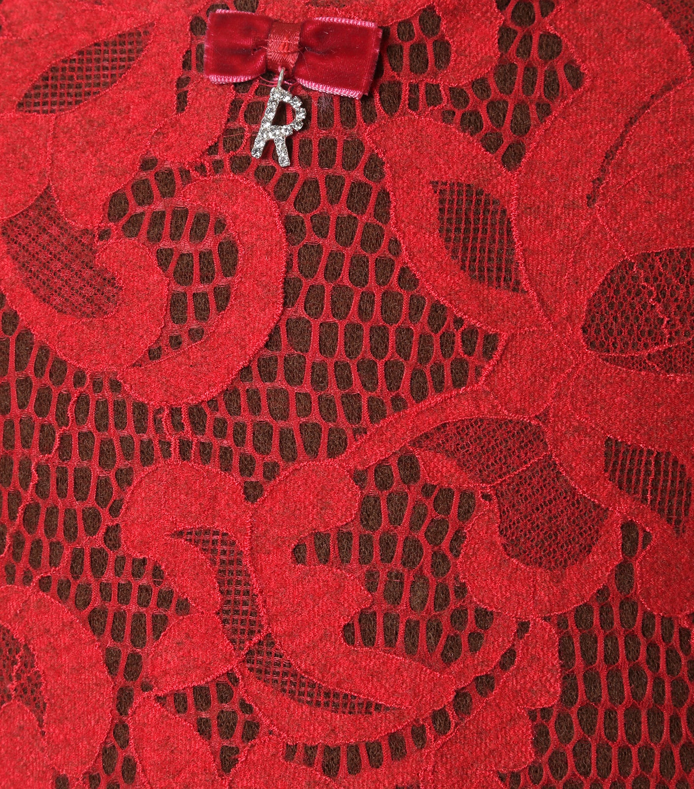 Vestido Rojo Calado Floral