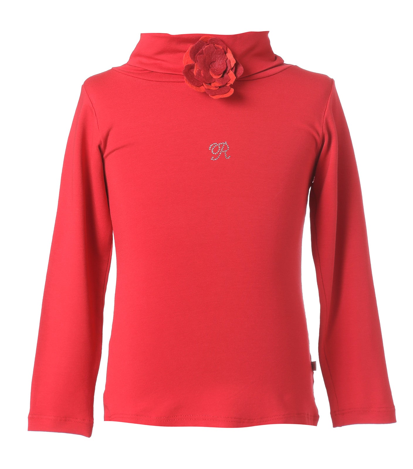 Blusa Cuello Alto Flor Roja