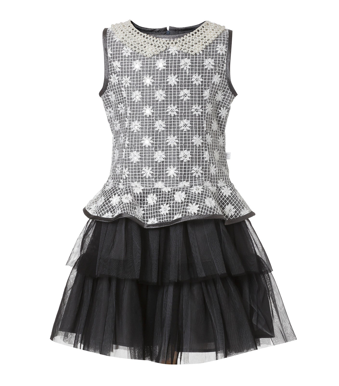 Vestido Gris Tul y Lentejuelas