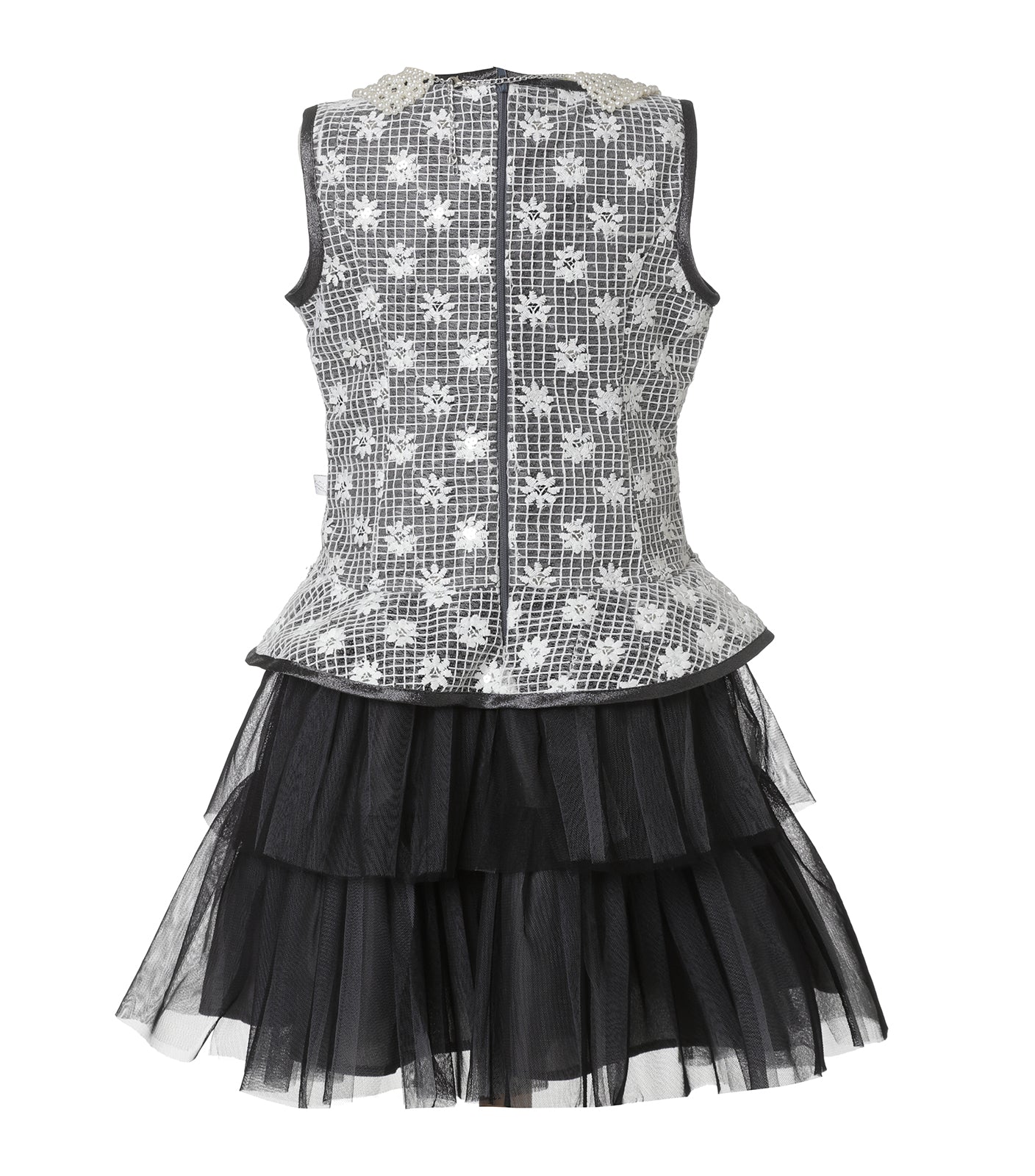 Vestido Gris Tul y Lentejuelas