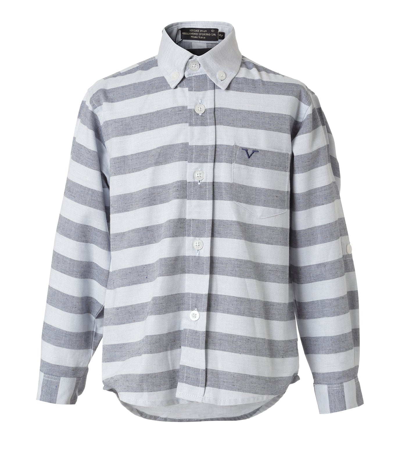 Camisa Rayada Azul y Gris para Bebé