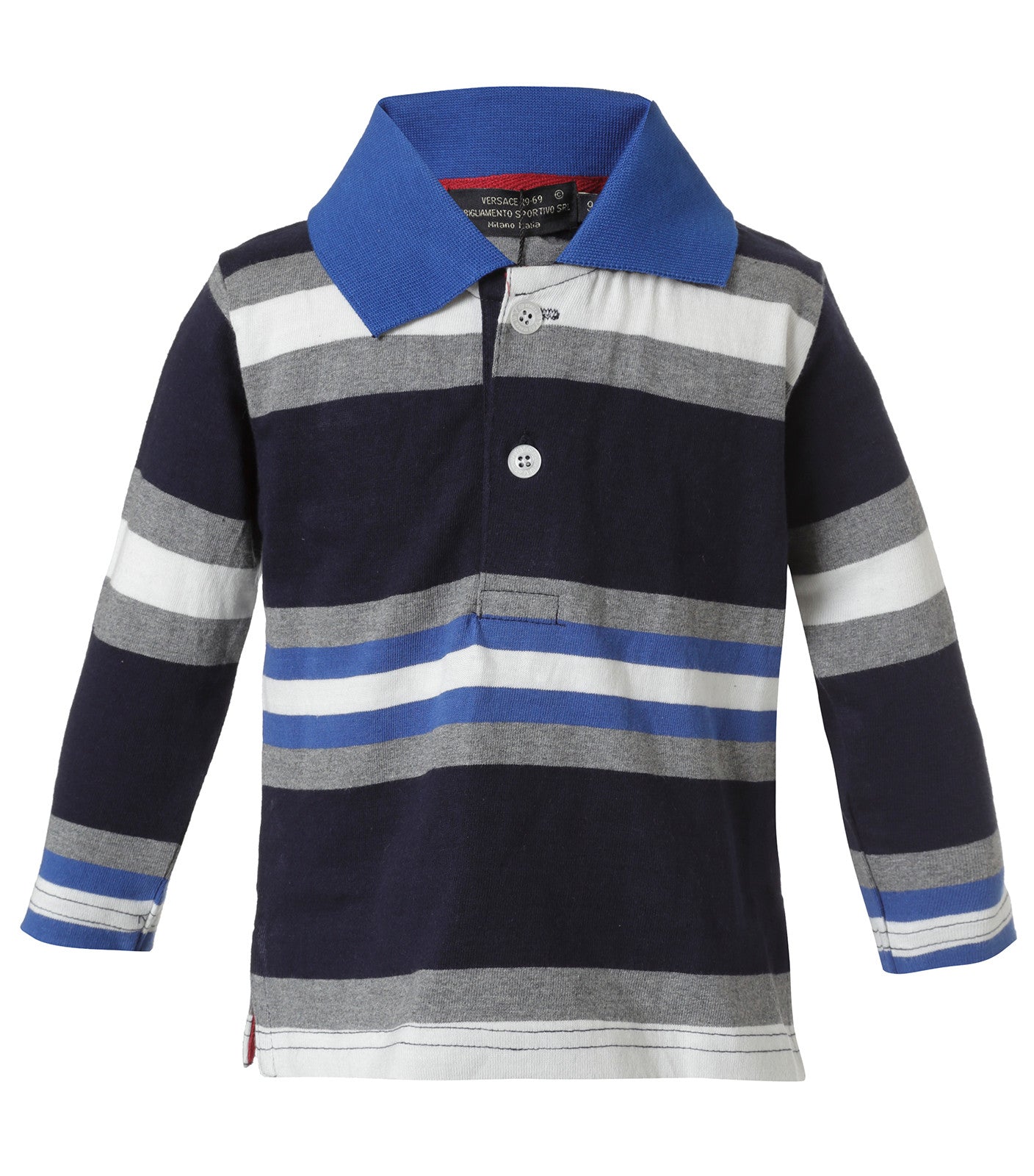 Polo Rayada Azul y Gris para Bebé