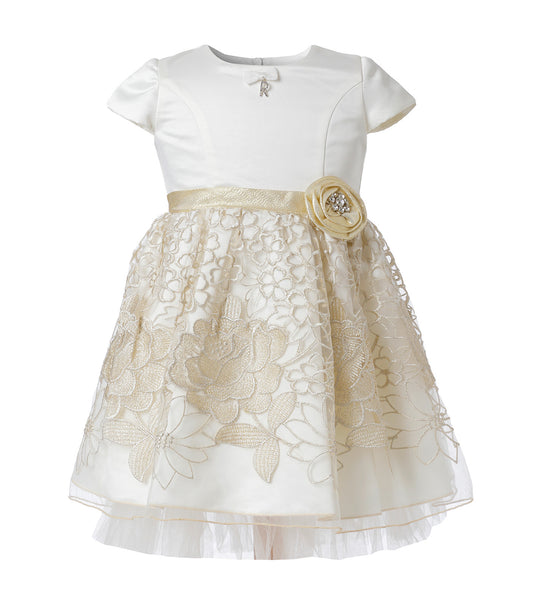 Vestido con Flores Doradas