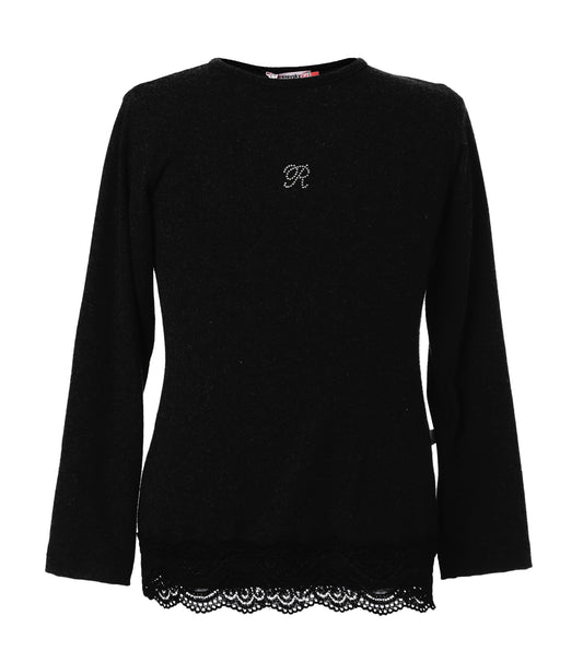 Blusa Manga Larga Con Encaje