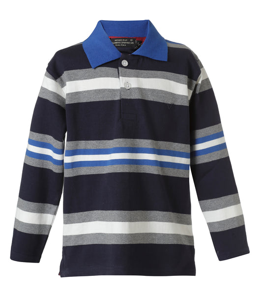 Polo Rayas Azules Manga Larga