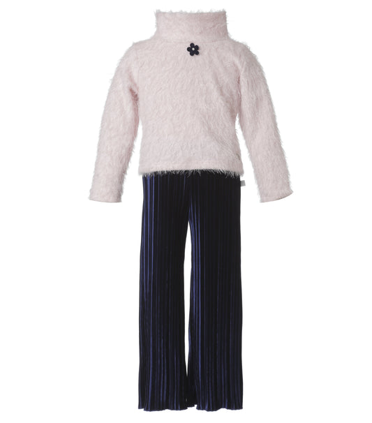 Set Blusa Pelo Rosa con Pantalon Terciopelo